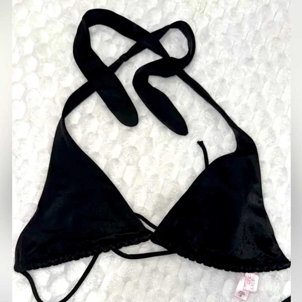NWT Pink By Victoria Secret Black Halter Bikini, Size XL - Picture 2 of 4